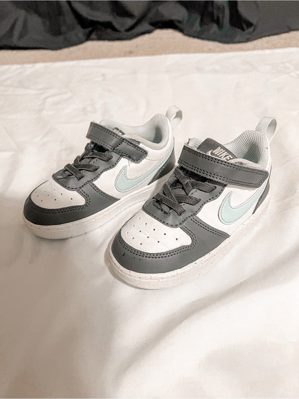 Nike Court Borough Low Recraft Toddler Sneakers in White, Gray & Light Blue 8C